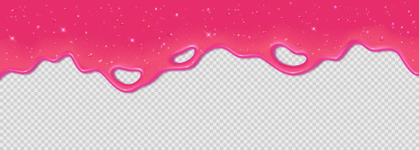 istock Realistic 3D dripping glossy pink slime with glitter isolated on a transparent background. 2182581532