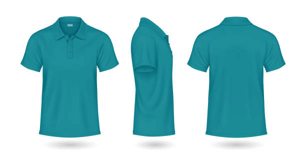 istock Turquoise polo t-shirts mockup realistic illustration set 2182583215