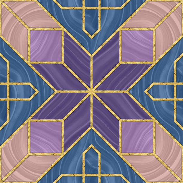 istock Geometric seamless texture. Stained glass style. Oriental tracery. Art deco pattern. For ceramic tile, wallpaper, linoleum, textile, shirts, linens or web page background. Website design. Stone 2182585378