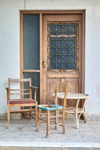 Traditional wooden door on the street of Larnaca