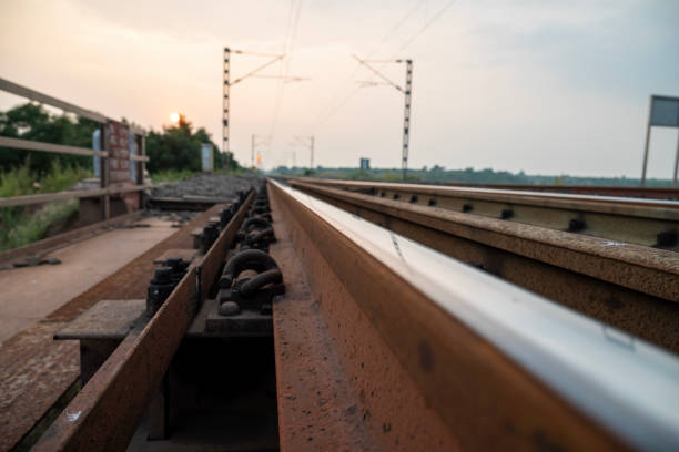 istock Railway track in India. Indian Railways Diesel-Electric Multiple Unit train 2182595271