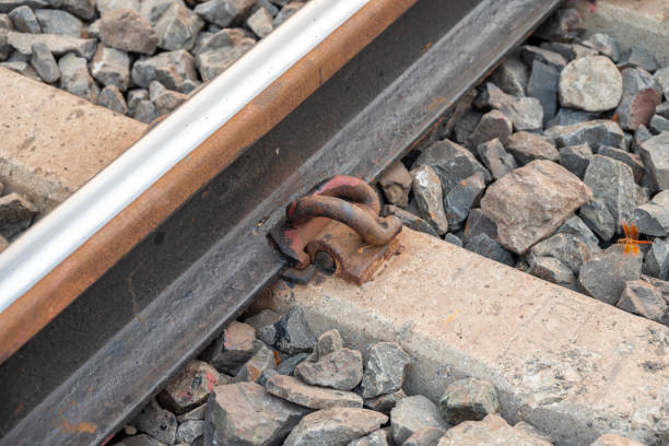 istock Railway track in India. Indian Railways Diesel-Electric Multiple Unit train 2182595450
