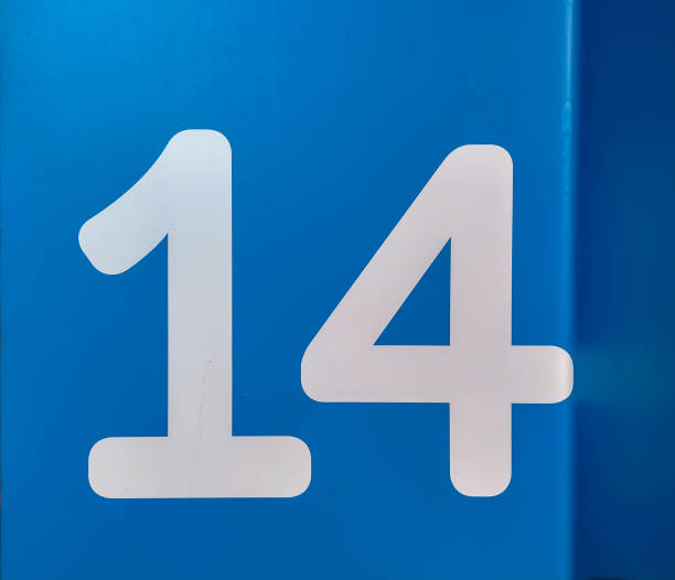 istock number four,4 in number on a blue surface with a dark side 2182597296