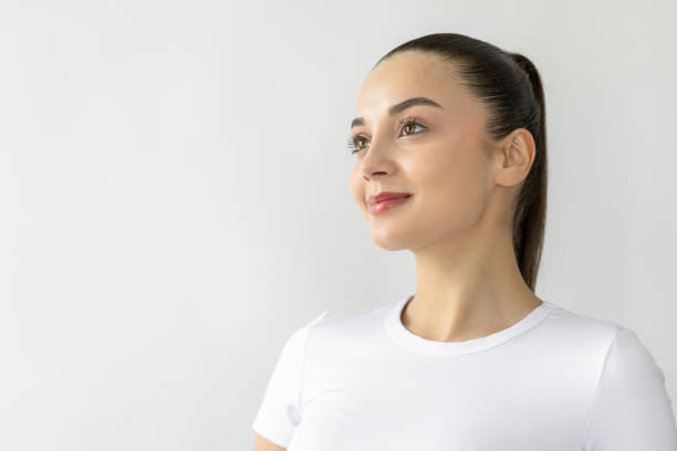 Pretty female side view portrait