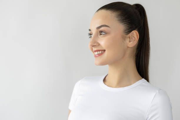 istock Pretty young woman side view 2182599625