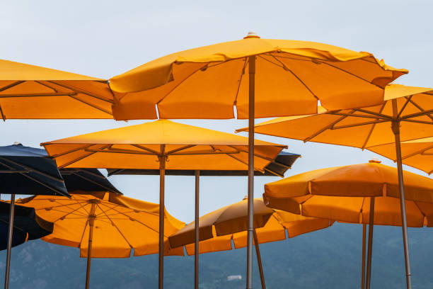 istock Umbrellas over cafe tables in Vernazza, Italy 2182607018
