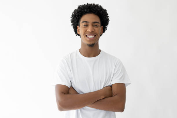 istock Handsome afro male smiling with arms crossed 2182609214