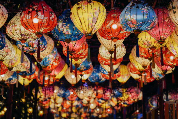 istock Multiple hanging colorful lantern as decoration for Chinese New Year celebration 2182610172