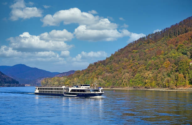 istock Panorama of Wachau valley (Unesco world heritage site) with ship on Danube river in Lower Austria, Austria 2182617244