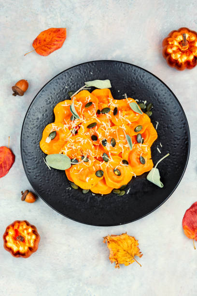 istock Ravioli stuffed with pumpkin. 2182619706