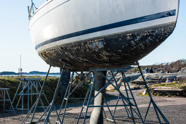 Sailboat being prepared for the summer.