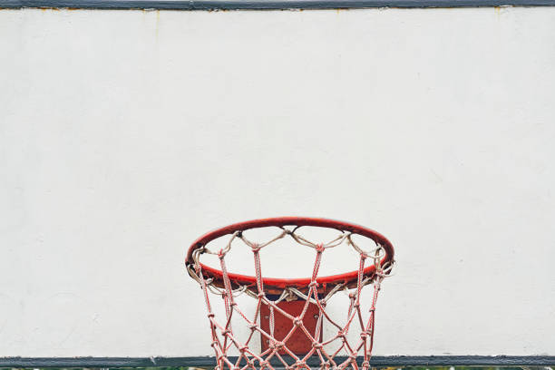 istock Basketball backboard with hoop basket on school playground 2182635156