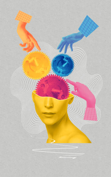 istock Contemporary art collage, design. Abstract hand near human head, working with mental issues. Psychiatrist. Concept of medical assistance, treatment, mental treatment 2182640286