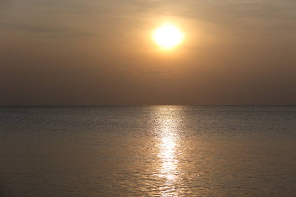 sunset evening beach sea skyline cloud orange sky