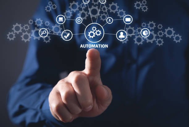 istock Automation concept. Improving productivity, reliability and business processes 2182646197