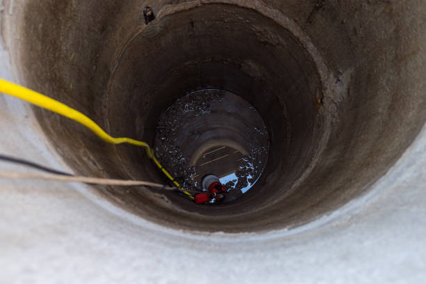 istock a pump lowered into a deep well for pumping out water 2182651095