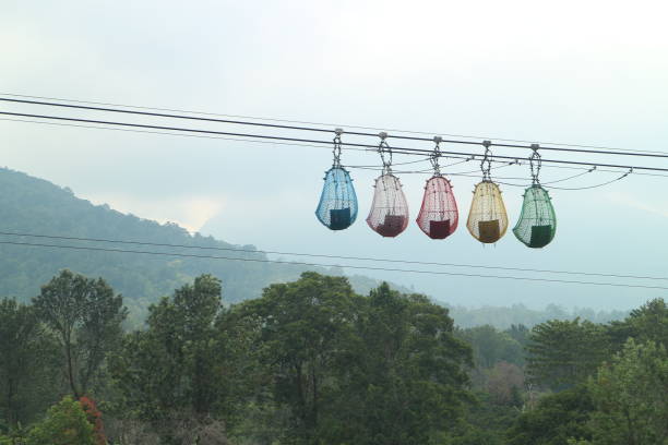 istock Hanging chair seat on zip line 2182653814