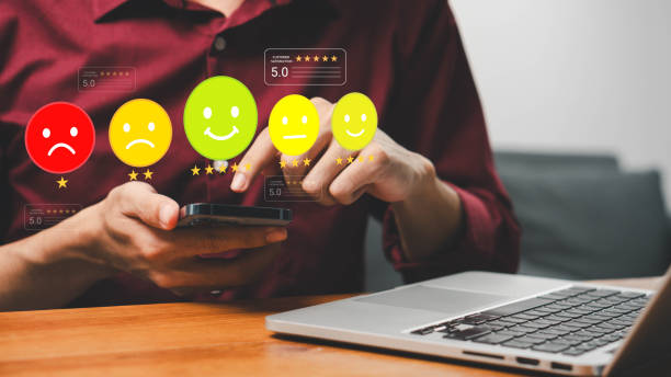 istock Customer review satisfaction feedback survey concept, User give rating to service experience on online application, Customer services best excellent business rating experience. 2182656379
