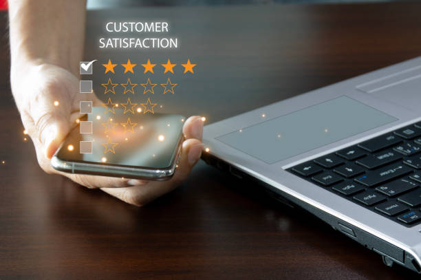 istock Users rate service experience on online application for customer satisfaction survey concept. 2182658744