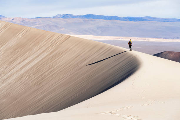 istock Man walks on sand dune, Argentina 2182660513