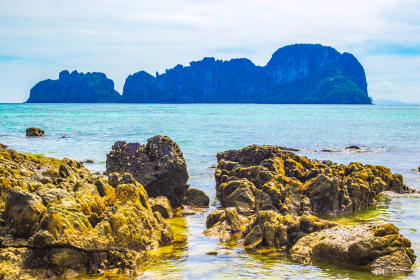 View of Bamboo island secluded beach-Small reef-edged island with pristine beaches, clear waters and a tiny bar, popular with snorkelers.