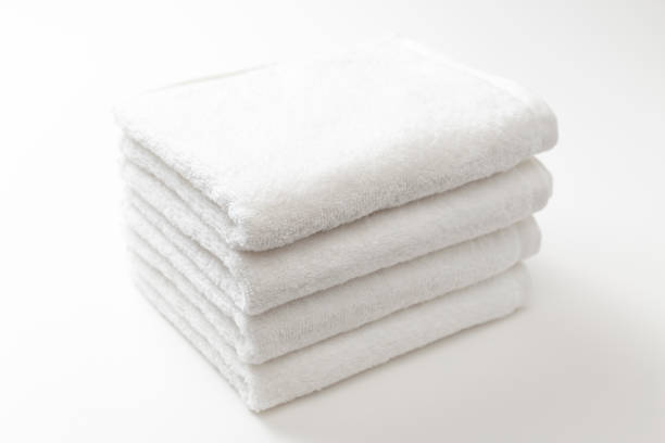 istock White towel on the blue background 2182661658