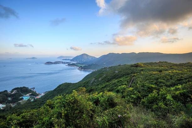 istock Serene Coastal Landscape with Distant Islands at Sunset 2182664699