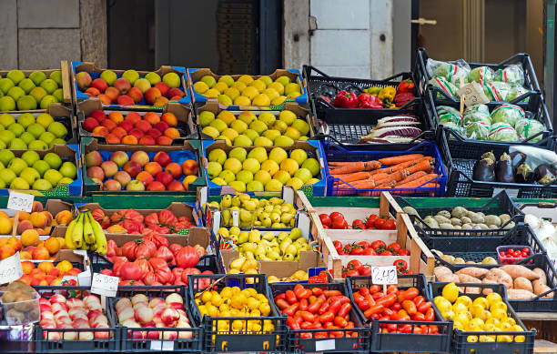 istock Fresh foods on market stall 2182665800