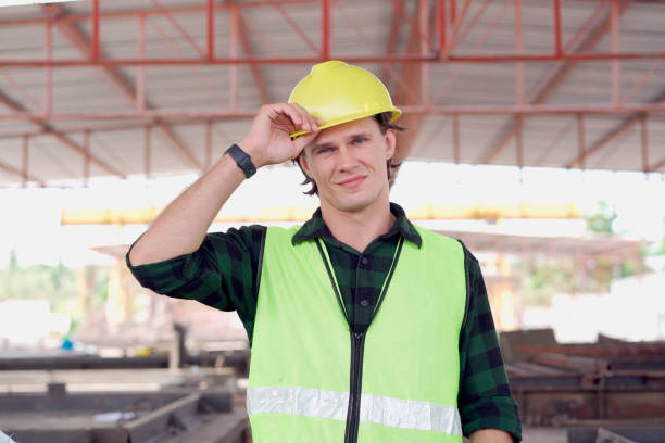 istock Male caucasian engineer is looking and smiling at camera. 2182665856
