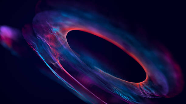 istock Collection of bright dots on a dark background. Abstract sound wave of particles. Data network. 3D rendering. 2182670116