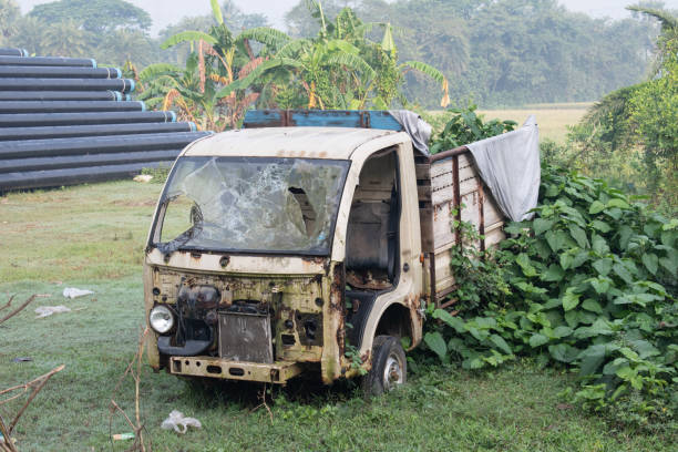 istock decayed abandoned pick up truck at the field 2182674506