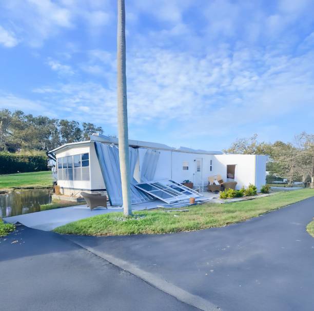 By hurricane destroyed home addition at a mobile home