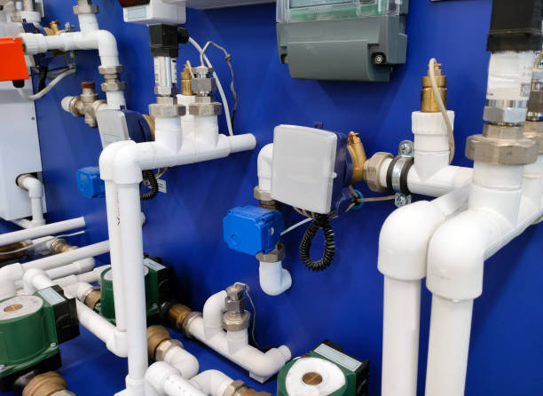 istock Heating connection system. A pump for a water underfloor heating system at home 2182679989