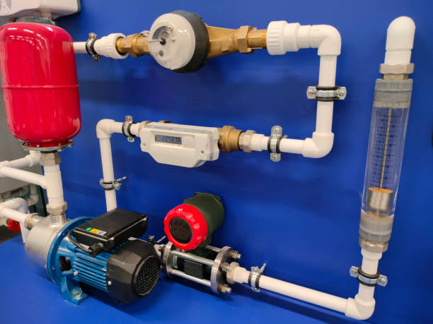istock Heating connection system. A pump for a water underfloor heating system at home 2182680074