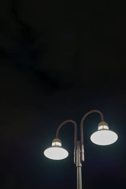 Material looking up at street lights at night.