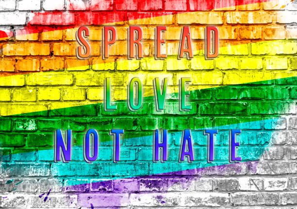 istock Rainbow with the words spread love not hate written on it 2182686255