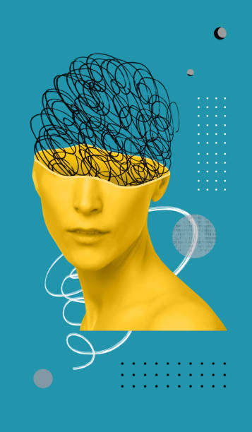 istock Abstract human brain, drawn style. Creative idea symbol, art design or collage. Mental Health concept 2182697905