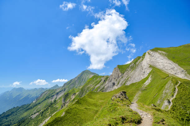 View on Brienzer Rothorn peak in Swiss Alps during sunny day