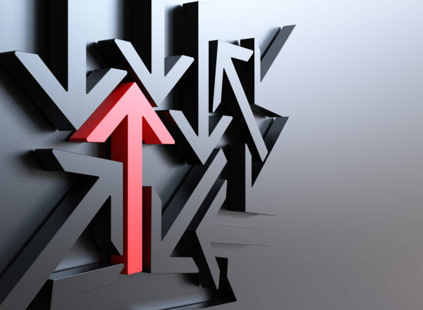 istock Different business concept. Red arrow sign changing direction from Black arrow sign 2182710979