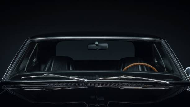 Windshield on a black classic car