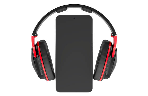 istock Smartphone with wireless headphones, 3D rendering 2182711844
