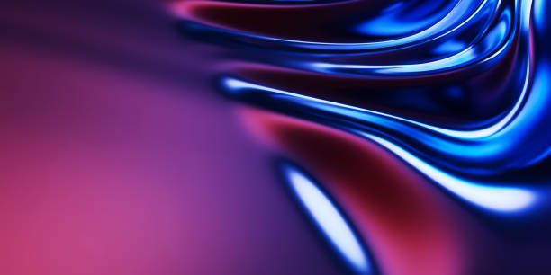 istock Abstract metallic soft waves, blue violet shiny iridescent liquid shapes. 3d render illustration 2182712110