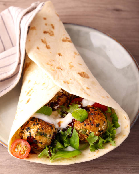 Falafel and salad flatbread