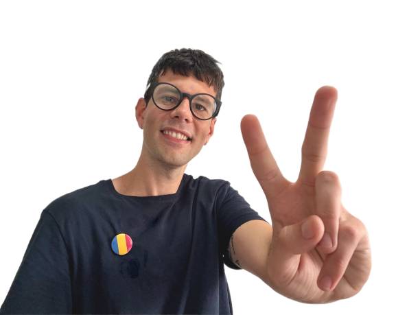 Adult student of a Romanian as a foreign language course happy and optimistic.