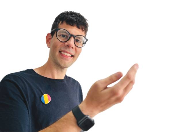 istock Adult student of a Romanian as a foreign language course happy indicating something with his hand. 2182719045