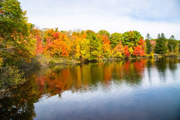 istock Colored fall season at the Lac Moulin on Mont St-Bruno 2182721900