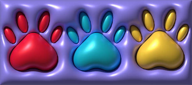 istock Animal paw print on a purple background, 3D rendering illustration 2182723688