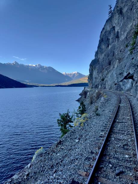 istock Train through Canadian Rockies - Anderson Lake - vertical 2182730954
