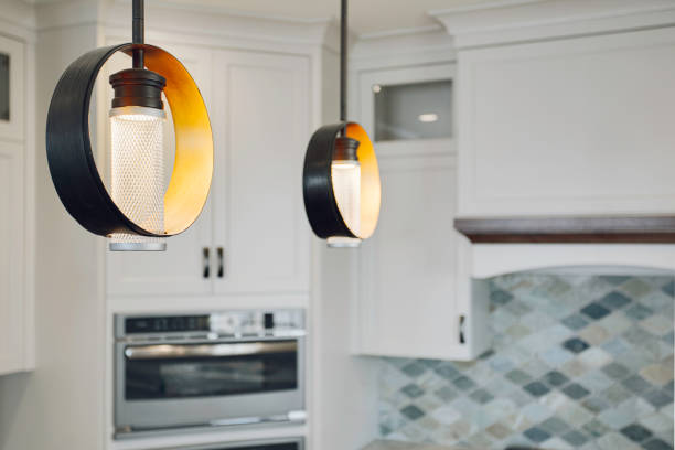 istock Modern Kitchen Lights With Yellow And Black Accents 2182739979