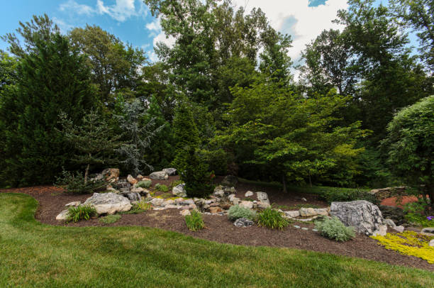 istock Serene Landscaped Garden With Rocks And Lush Greenery 2182740105